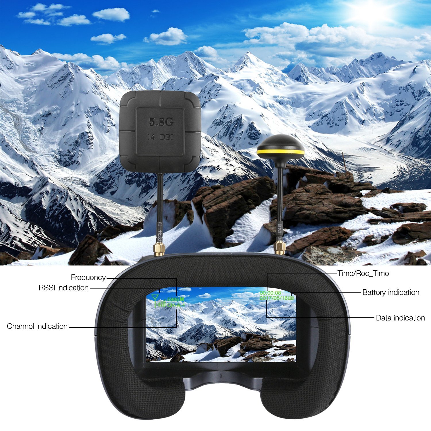 008D 5.8G 40CH 4.3 Pollici 800 - Skyzone Sky04O Pro Fpv Goggles recensione e prezzo